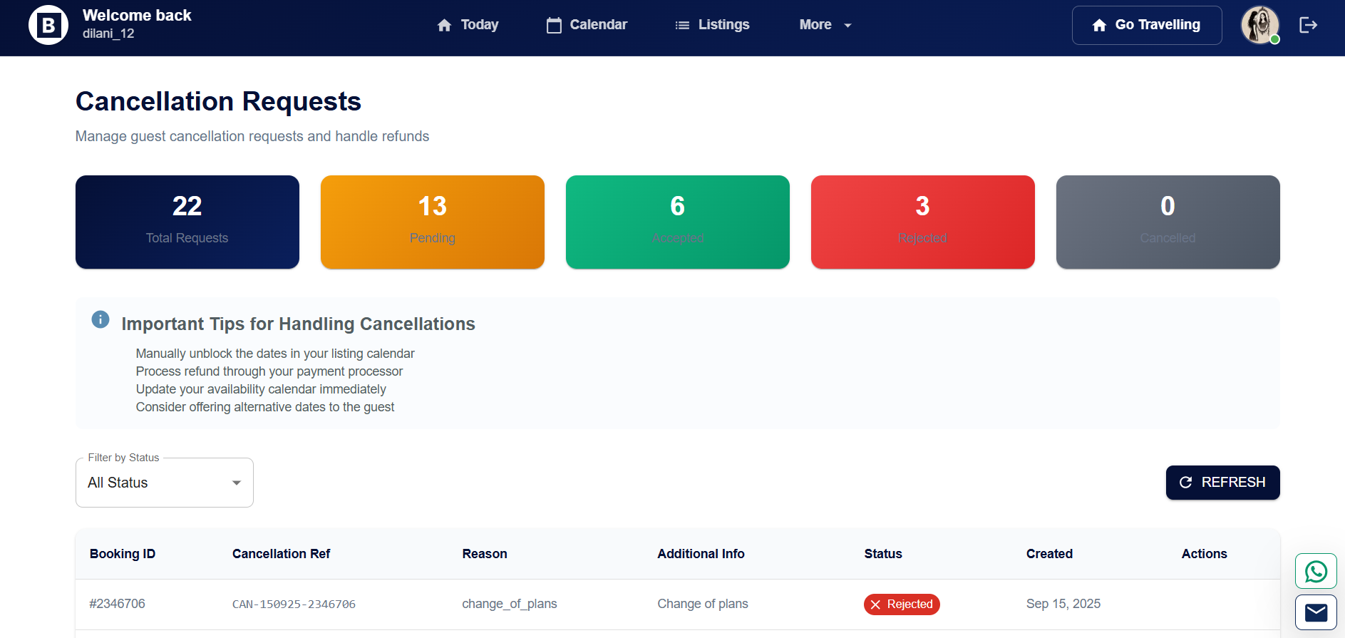 Cancellation Requests Dashboard